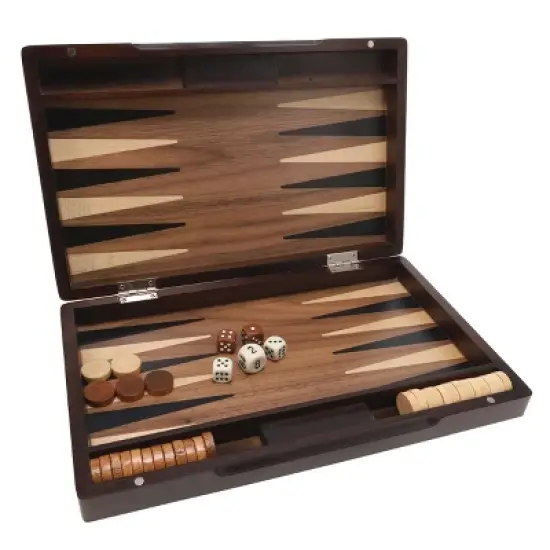 WE Games Backgammon Set with Walnut Stain Wood Case - 12 in. image {1}