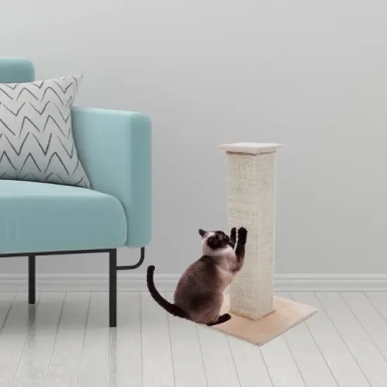 Pet Adobe Sisal and Burlap Cat Scratching Post - 28" Height, Tan image {3}