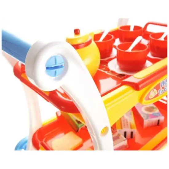 Insten 23 Piece Tea Party Set for Girls and Kids, Trolley Cart for Pretend Play, Toy Kitchen Accessories 17 x 13 x 20 in image {3}