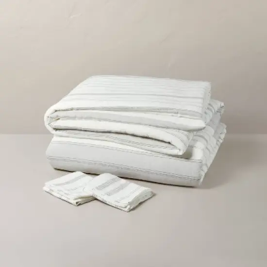 Alternating Pinstripe Duvet & Sham Set Gray/Cream - Hearth & Hand&trade; with Magnolia  image {2}
