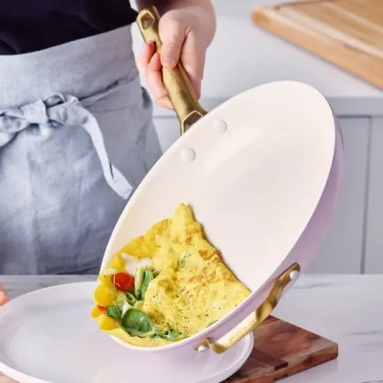 GreenPan Reserve 12" Frypan with Helper Handle & Lid Blush image {1}