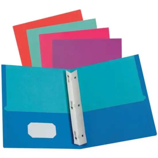 Oxford Twisted 2-Pocket Folder w/Fasteners, Assorted Colors, Pack of 50 image {1}