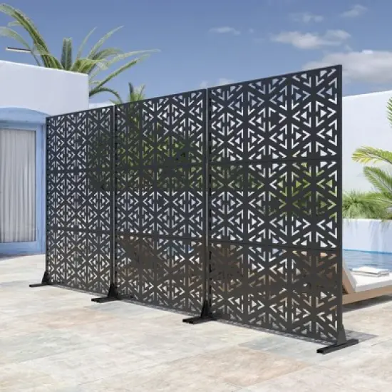 PexFix 72 in. H x 47 in. W Outdoor Metal Privacy Screen Garden Fence Triangle Pattern Wall Applique image {3}