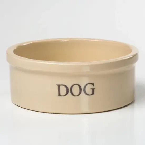 Ohio Stoneware Dog Food Crock Bowl Feeder Dish Labeled Dog Bristol 7 in image {2}