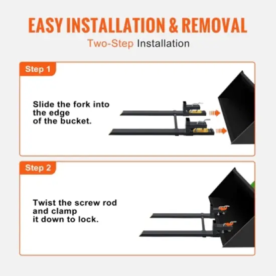 VEVOR Pallet Forks, 2000 lbs Clamp on Pallet Forks, 43" Total Length Heavy Duty Pallet Forks with Adjustable Stabilizer bar image {6}
