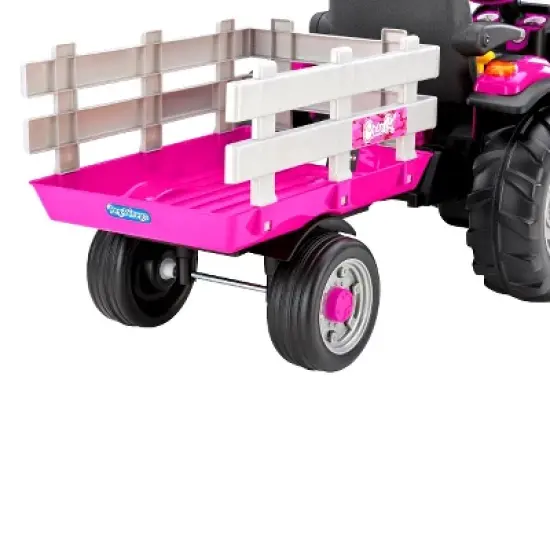 Peg Perego 12V Case IH Magnum Tractor with Trailer Powered Ride-On - Pink image {3}