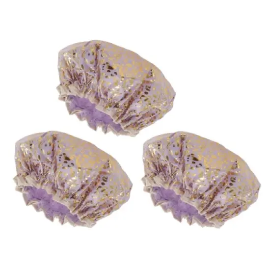 Unique Bargains Reusable Leopards Spots Shower Cap 3 Pcs image {8}