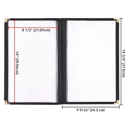 WeChef 20 Menu Covers 5 Page 10 View 8.5 x 14" Legal Restaurant Cafe Fold Black image {5}