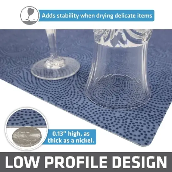 Drymate 19"x24" Dish Drying Mat - Borage Blue Stucco: Kitchen Drying Mat for Dishes, Machine Washable, Polyester image {18}