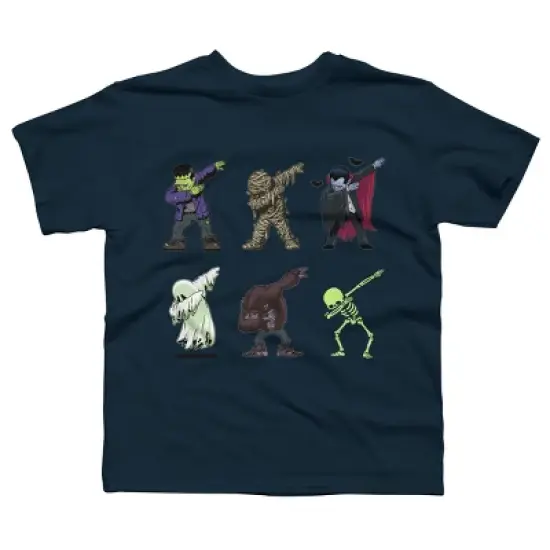 Boy's Design By Humans Dabbing Halloween Creatures Skeleton Zombie Dab By vomaria T-Shirt image {4}