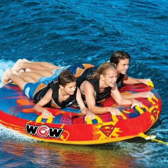 WOW Superman 1-3 Person Soft Top Towable Deck Tube image {5}