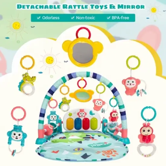 Costway Baby Gym Play Mat Kick & Play Piano Gym Mat Activity Center for Infants Pink image {6}