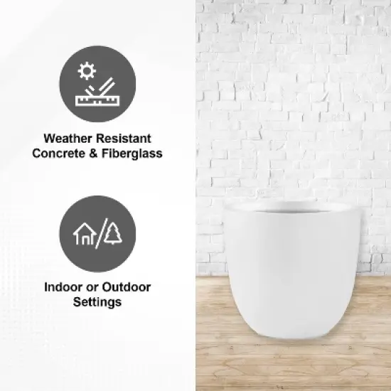 Rosemead Home & Garden, Inc. Concrete Outdoor Planter Pot White 18"x18" image {6}
