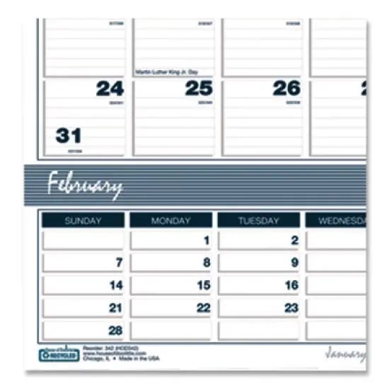 Bar Harbor Recycled Wirebound 3-Months-per-Page Wall Calendar, 12 x 17, White/Blue/Gray, 14-Month: Dec 2025 to Jan 2027 image {2}