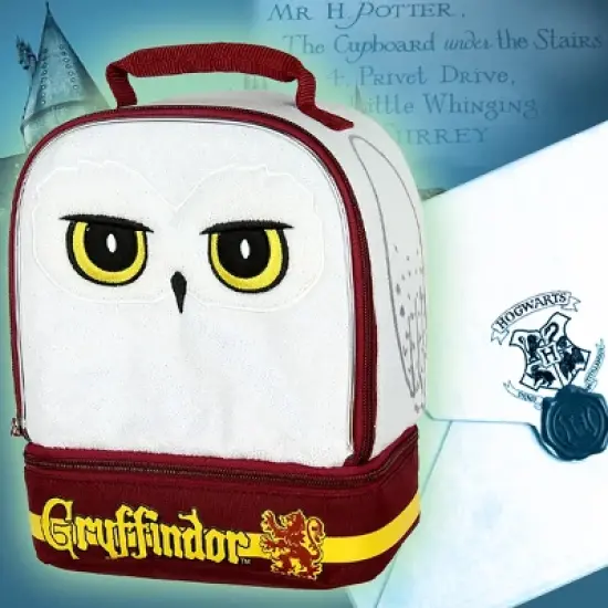 Harry Potter Hedwig the Owl Gryffindor House Dual Compartment Insulated Lunch Bag Multicoloured image {2}