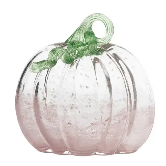 Transpac Glass 8.25 in. White Harvest Flat Pumpkin Decor image {1}