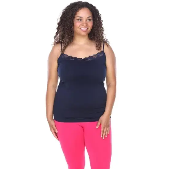 Women's Plus Size Lace Trim Tank Top - One Size Fits Most Plus - White Mark image {4}