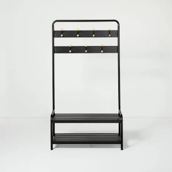 Slat Metal Entryway Bench & Hall Tree - Black - Hearth & Hand&trade; with Magnolia image {2}