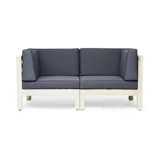 GDFStudio Keith Outdoor Acacia Wood Loveseat with Cushions image {10}