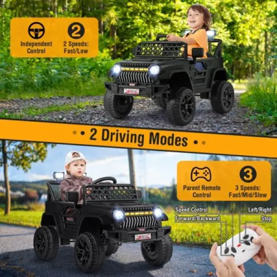 Costway 12V Kids Ride on Truck Car w/ Parental Remote 3 Speeds LED Lights & Music Player image {4}