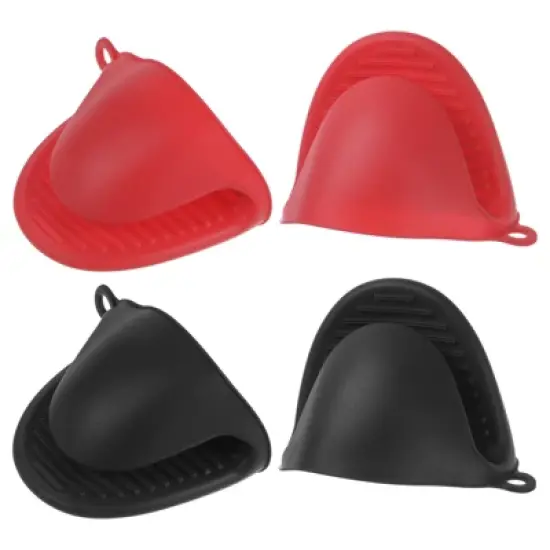 Unique Bargains Heat Resistant Kitchen Utensil Sets Silicone Oven Mitts 4 Pcs image {19}