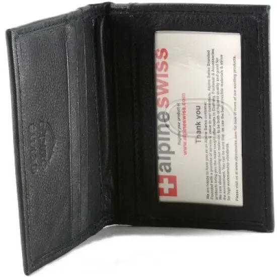 Alpine Swiss Thin Front Pocket Wallet Business Card Case 2 ID Window 6 Card Slot image {3}