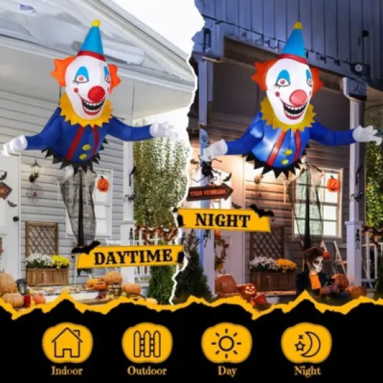 Angel Sar 3.3FT Halloween Inflatable Clown Window Breaker Decoration, LED Light-Up Scary Clown Blow Up for Indoor/Outdoor Yard, Lawn, Party image {4}