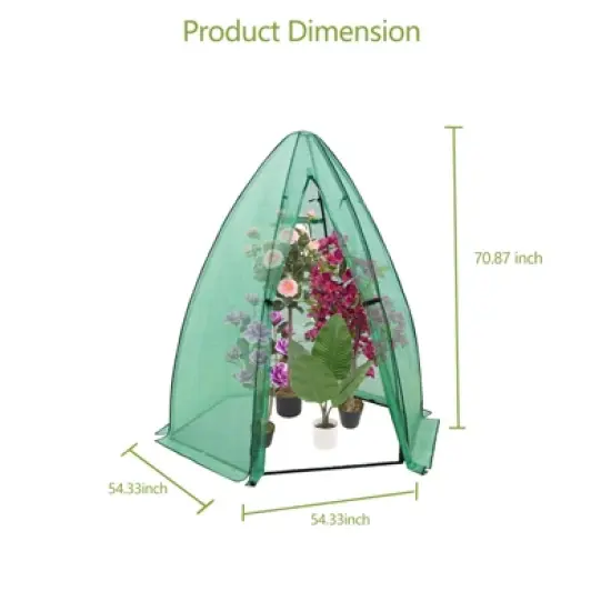 Portable Hexagonal Greenhouse for Outdoor Plants, Heavy Duty PE Cover, Zippered Door & Mesh Window, Plant Protection from Animals & Weather image {1}