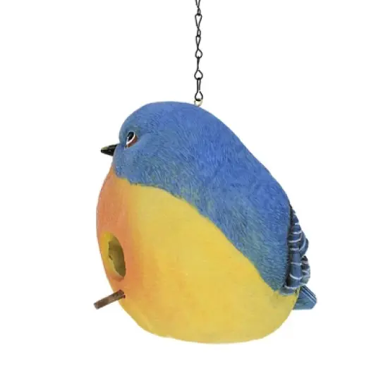 Home & Garden 6.75" Bird Birdhouse Blue Hanging Yard Decor Transpac  -  Bird And Insect Houses image {2}