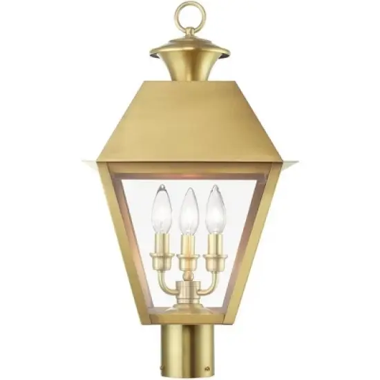 Livex Lighting Wentworth 3 - Light Post Light in  Natural Brass image {1}