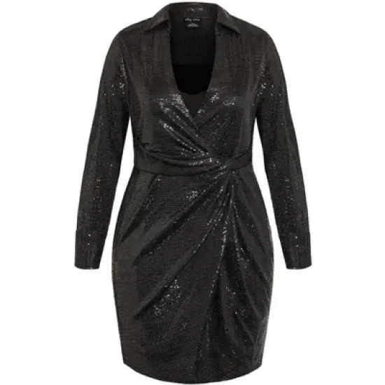 Women's Plus Size Sequin Glow Dress - black | CITY CHIC image {2}