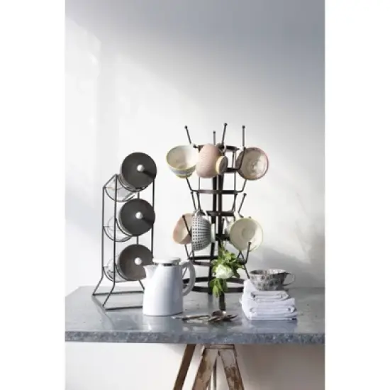 Metal Bottle Holder with 24 Hooks - Storied Home: Espresso & Tea Cup Storage Rack, Kitchen Organizer image {4}