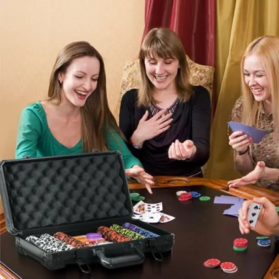 Soozier 300/500 Chip, 14 Gram Clay Poker Chips Set with Aluminum Case, Casino Poker Chips with 2 Decks of Playing Cards, Dealer Button & 5 Dice image {1}