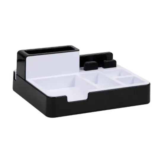 Mind Reader Foundation Collection Portable Charging Station Desk Organizer Black and White image {4}