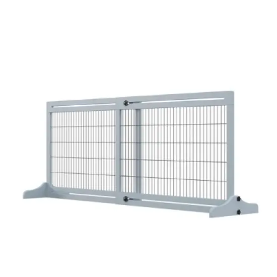 PawHut 72" W x 27.25" H Extra Wide Freestanding Pet Gate with Adjustable Length Dog, Cat, Barrier for House, Doorway, Hallway image {3}