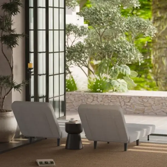 Dolonm  Linen 3-in-1 Foldable Chaise Lounge-Adjustable Backrest & Ottoman, Convertible Sofa Bed for Small Spaces image {6}