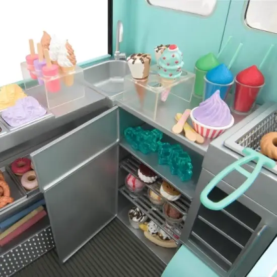 Our Generation Sweet Stop Ice Cream Truck with Electronics for 18" Dolls - Light Blue image {10}
