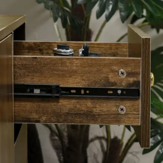 HOMCOM Modern Sideboard, Storage Cabinet, Accent Cupboard with 3 Drawers, Adjustable Shelf for Kitchen, Living Room, Brown image {4}