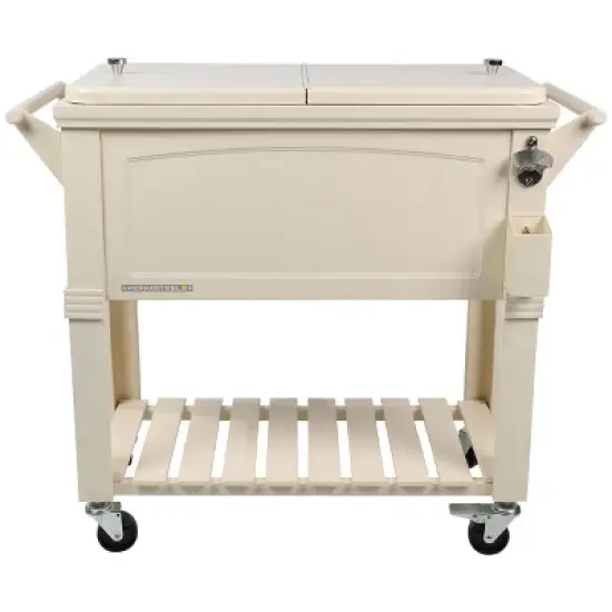 80qt Portable Rolling Patio Cooler with Shelf - Permasteel image {9}