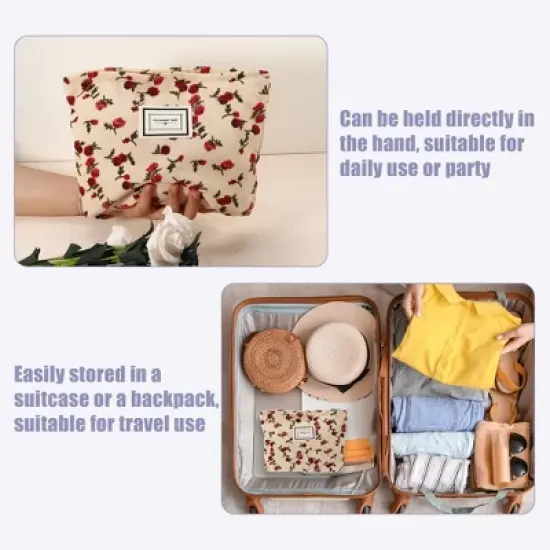 Unique Bargains Women's Floral Zipper Flower Makeup Bags and Organizers 1 Pc image {4}