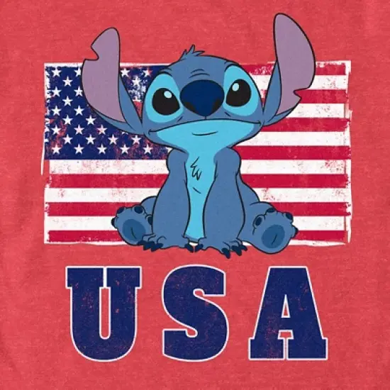 Men's Lilo & Stitch Distressed Red, White, and Blue T-Shirt image {1}