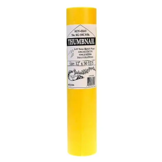 Borden & Riley Sun-Glo 12' x 50 Yd 8 lb Thumbnail Sketch Paper Rolls Canary (35CR125000) 65139 image {1}