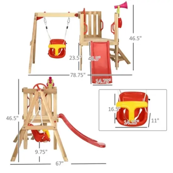 Dexmalle 4 in 1 Wooden Swing Set image {10}