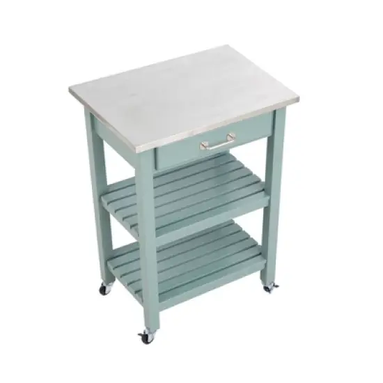 Colorado Kitchen Cart with Stainless Steel Top Blue - Boraam image {3}