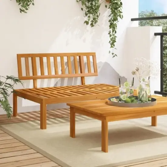 vidaXL Patio Pallet Middle Sofa Bench - Modular Outdoor Garden Furniture - Solid Acacia Wood - 47.2"x36.2"x27.2" - Assembly Required image {1}