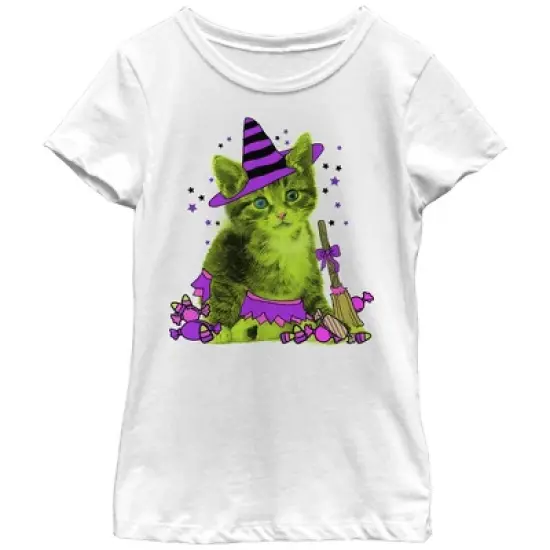 Girl's Lost Gods Halloween Kitten Witch and Candy T-Shirt image {3}