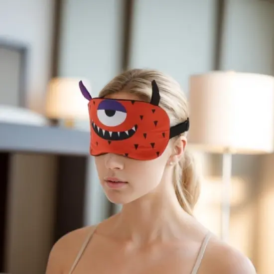 Unique Bargains Soft Sleep Mask Cartoon Monsters Orange 1 Pc image {5}