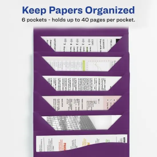 Avery Slide & View Expanding File Folder, 6 Pockets, Letter Size, 1 Plum Folder (73543) image {4}