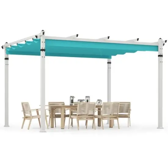 Tangkula 12' x 10' Outdoor Pergola w/ Retractable Canopy Aluminum Frame Anchors Patio image {11}