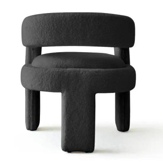 ZEN 25" Wide Contemporary Design Faux Shearling Boasting Curved Streamlined Silhouette Armrest Accent Barrel Chair-The Pop Maison image {4}